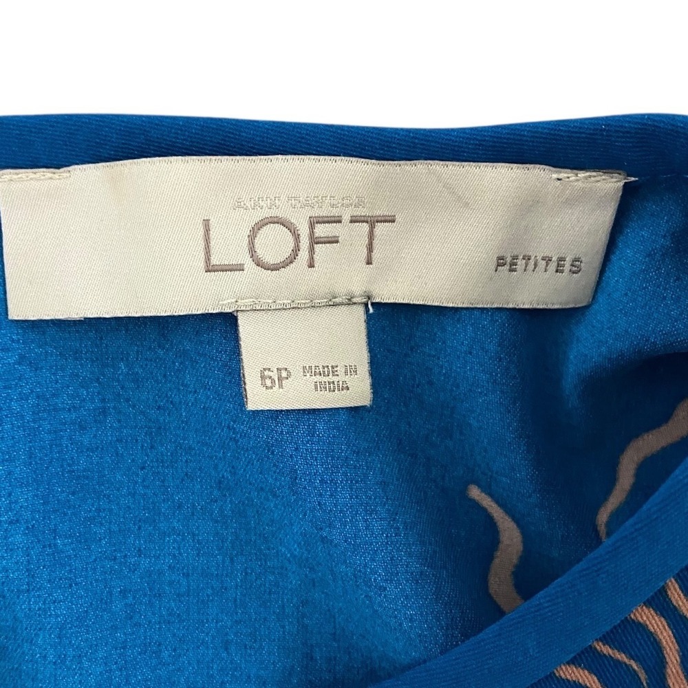 Ann Taylor LOFT Petite Blue Sunburst Print Long Sleeve A-Line Dress Size 6P - Picture 5 of 11